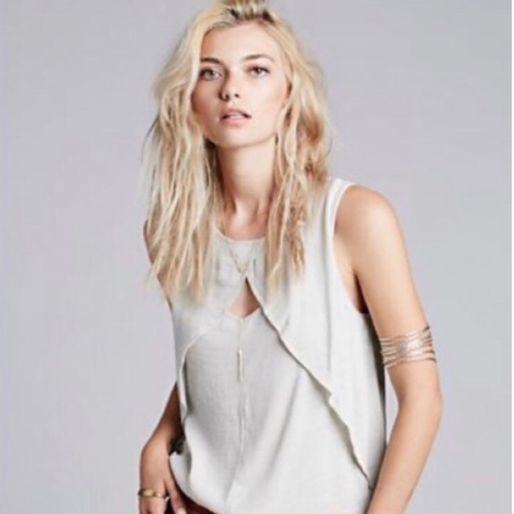 NWT Free People White Cut Out Blouse